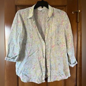 J. Jill Pastel Floral Linen Top in Pink, Green, Blue, Yellow